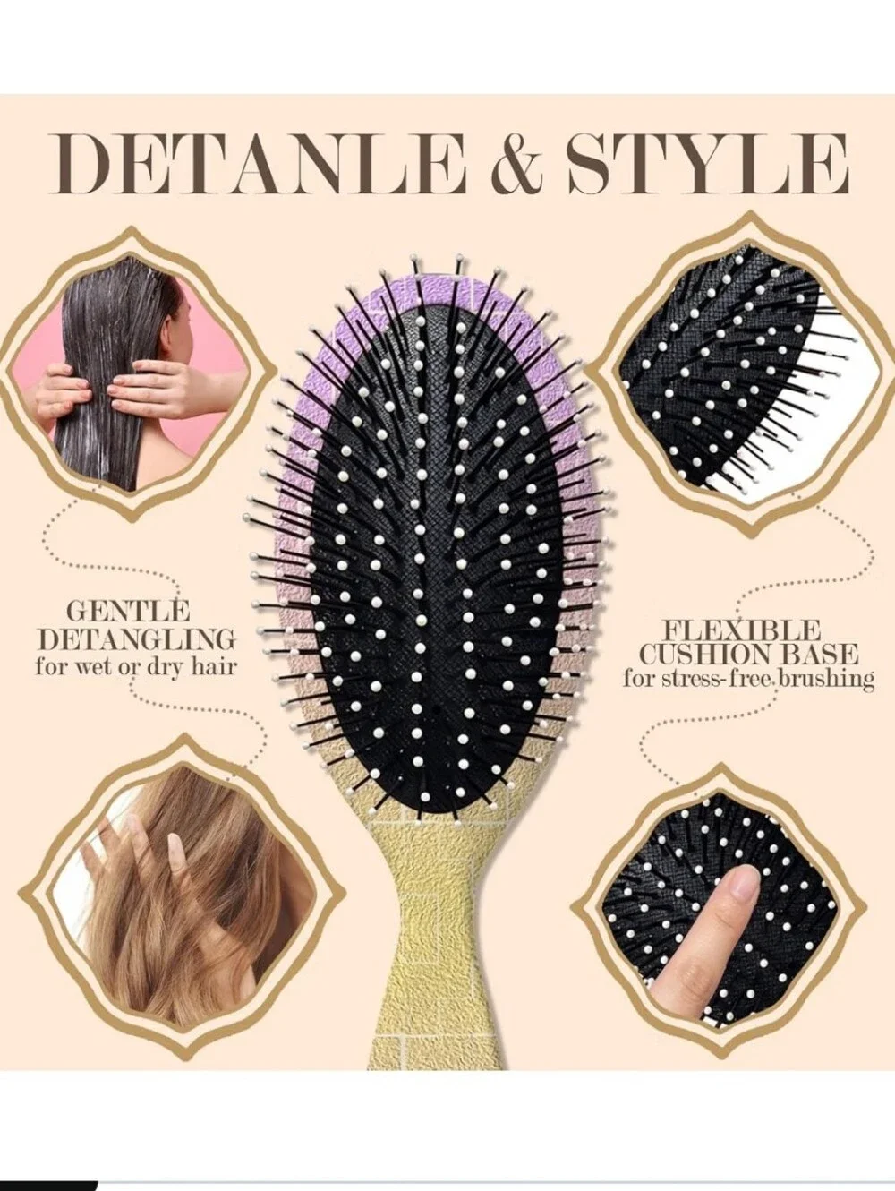 Gradient Purple-Yellow Detangling Hair Brush Wet Brush